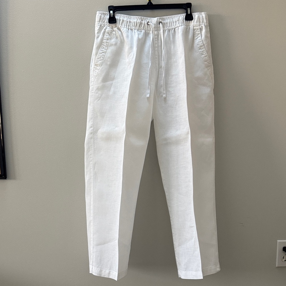 Saint Tropez White Drawstring Linen Blend Pants size Medium